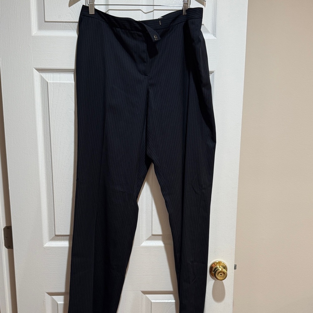 Calvin Klein Black Pinstripe Boot-Cut Trousers